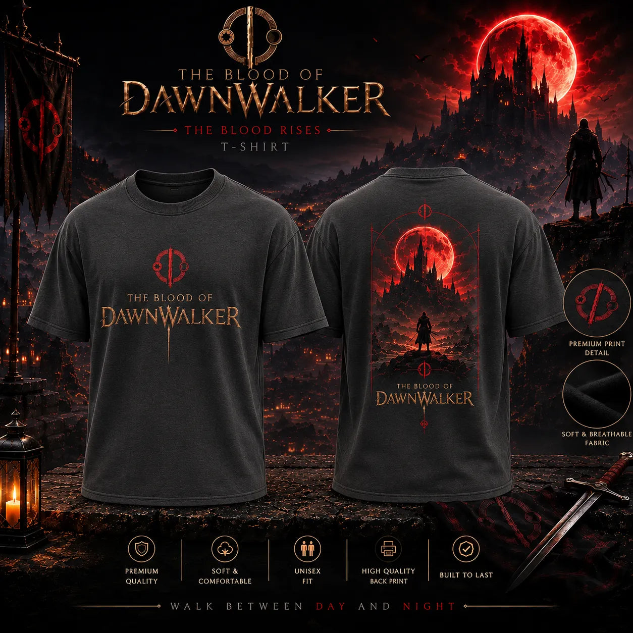 The Blood of Dawnwalker Blood Moon Castle Dark Gray T-Shirt