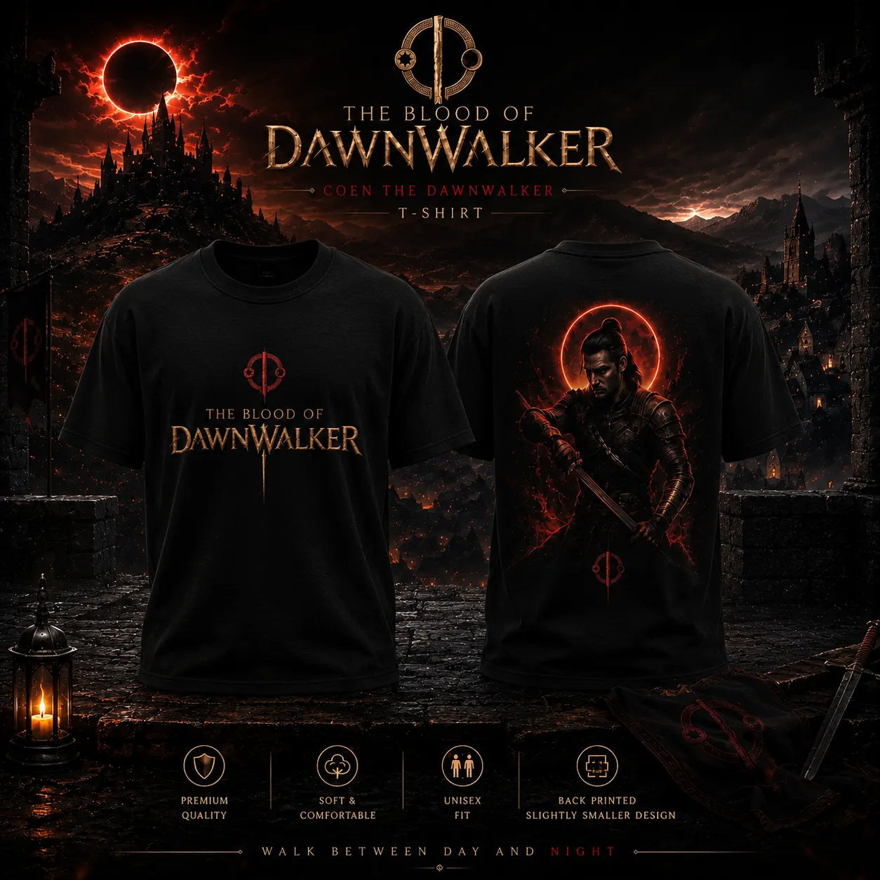 The Blood of Dawnwalker Coen the Dawnwalker Black T-Shirt