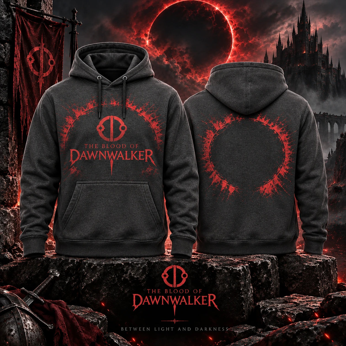 Le sweat à capuche gris foncé Blood of Dawnwalker Coen Eclipse