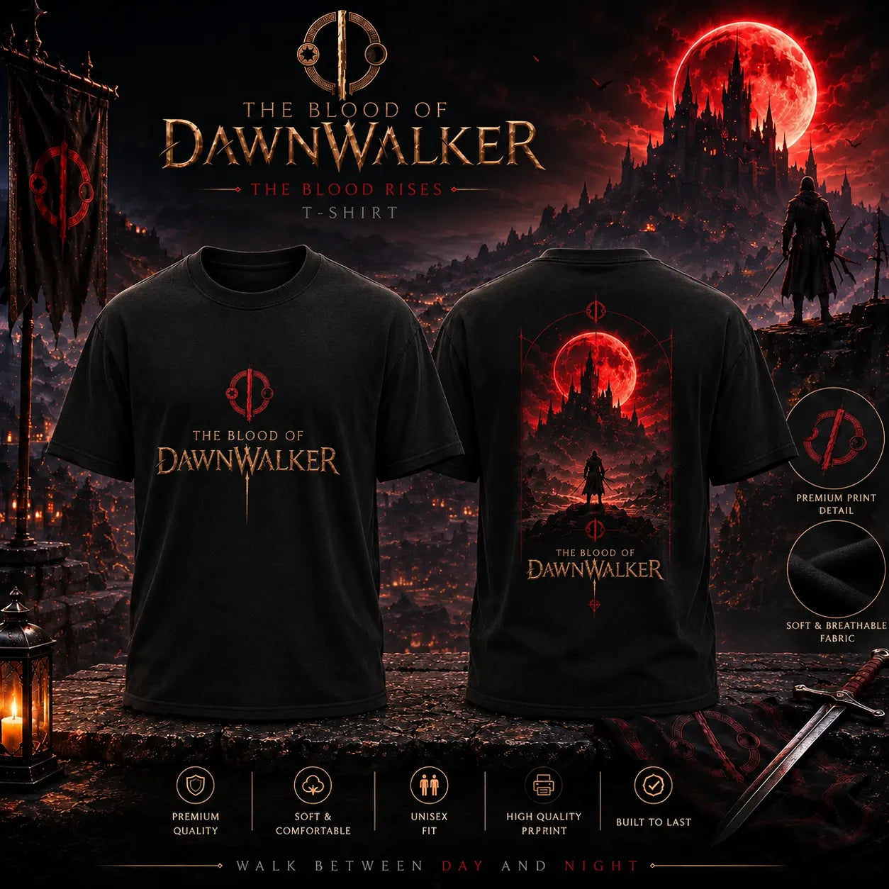 The Blood of Dawnwalker Blood Moon Castle Black T-Shirt