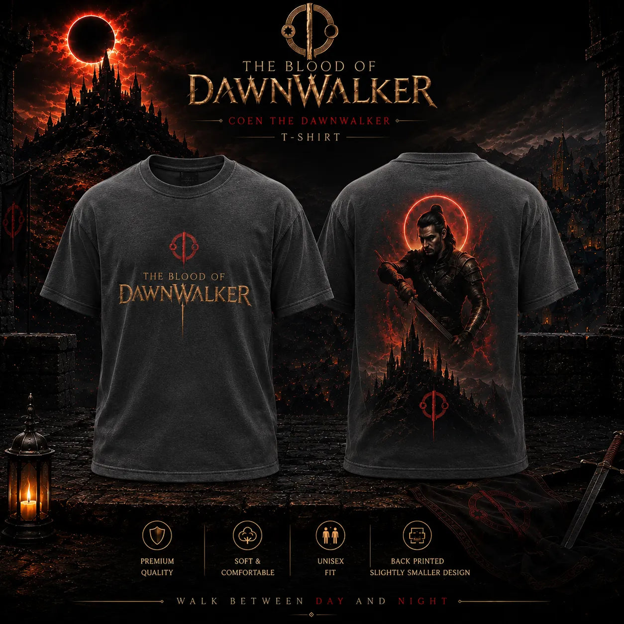 The Blood of Dawnwalker Coen the Dawnwalker Dark Gray T-Shirt