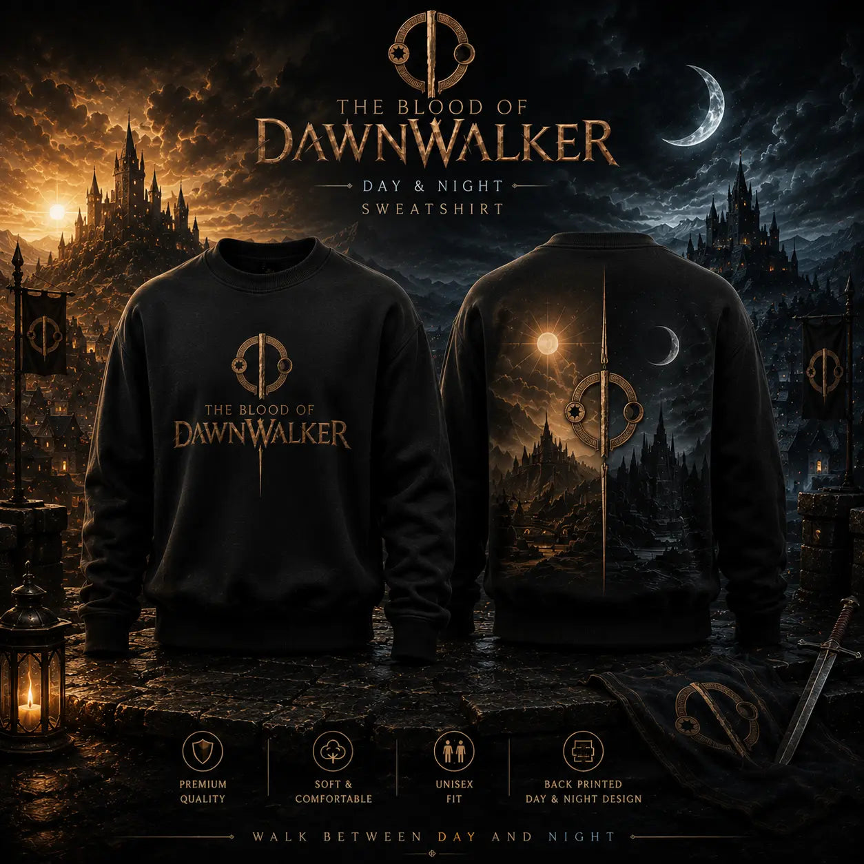 The Blood of Dawnwalker Day & Night Black Sweatshirt