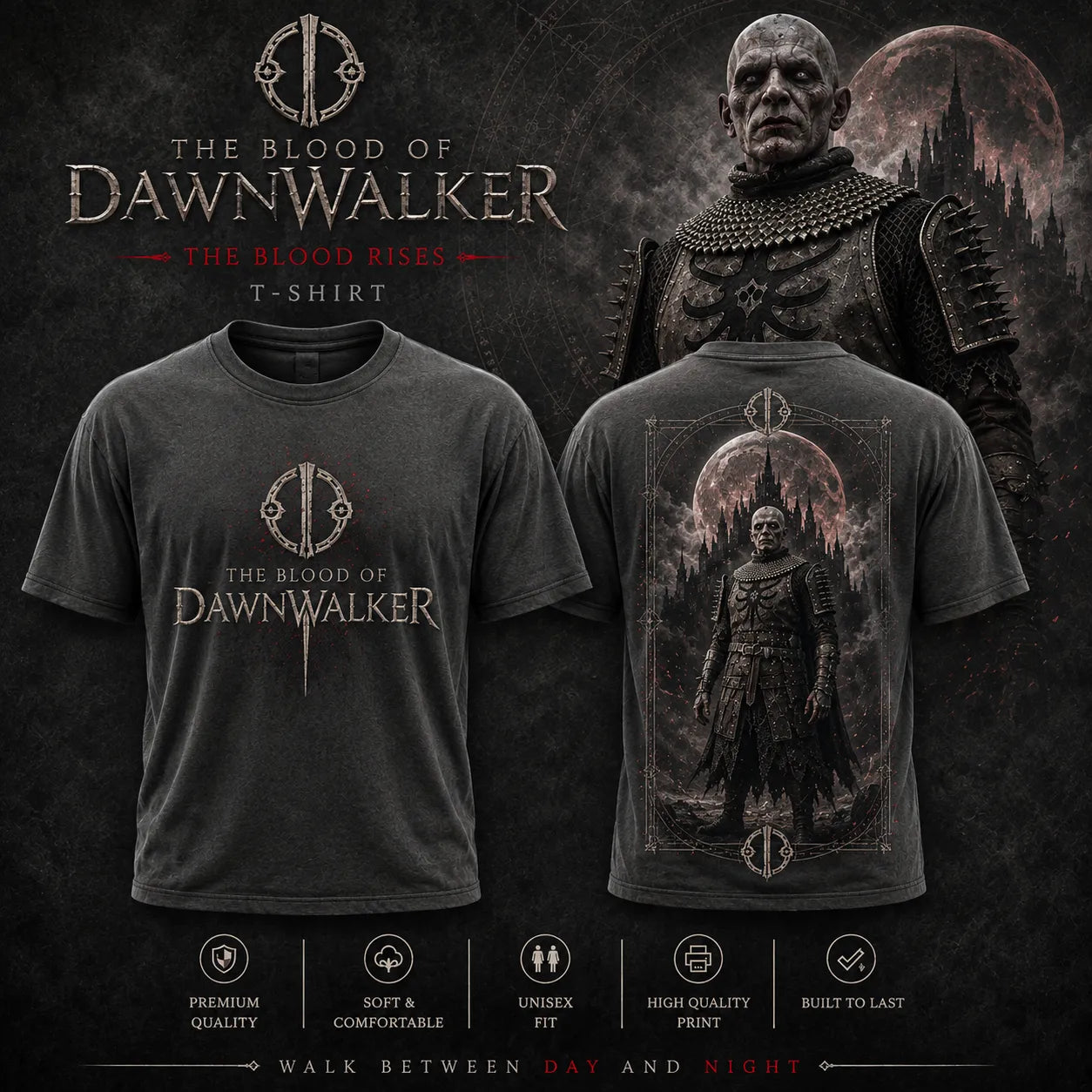 The Blood of Dawnwalker Brencis Blood Moon Gray T-Shirt