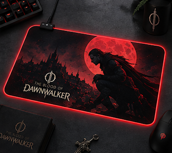 The Blood of Dawnwalker Red Moon LED Mouse Pad